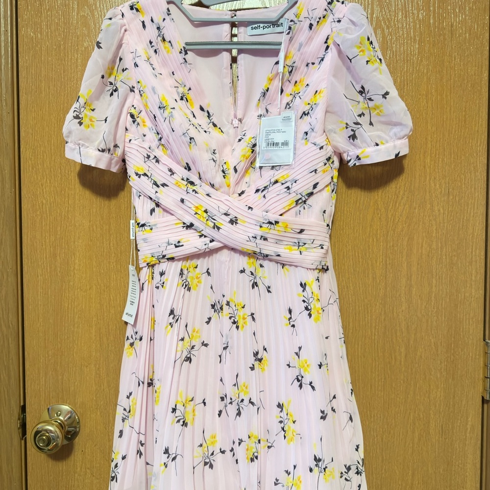 Self-Portrait Pink Floral Mini Dress